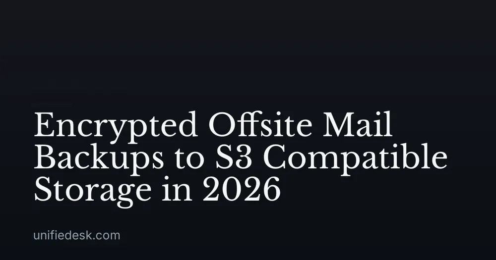 Encrypted Offsite Mail Backups to S3 Compatible Storage in 2026