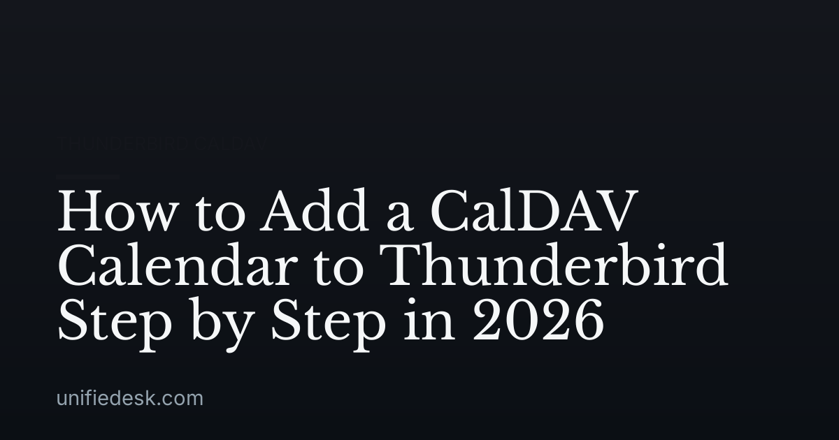 How to Add a CalDAV Calendar to Thunderbird Step by Step in 2026